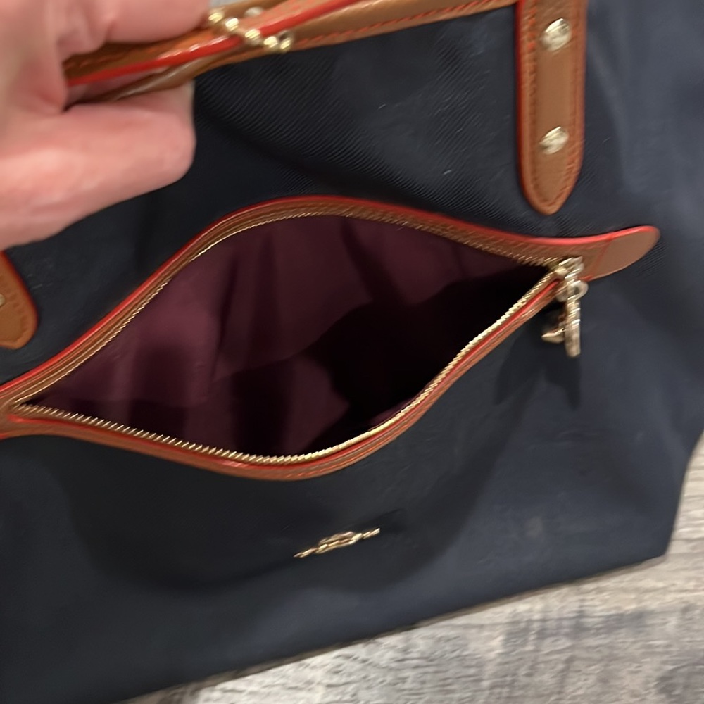 Coach Navy and Brown Tote Bag - Classic Leather-Trim Shoulder Tote - Picture 15 of 15